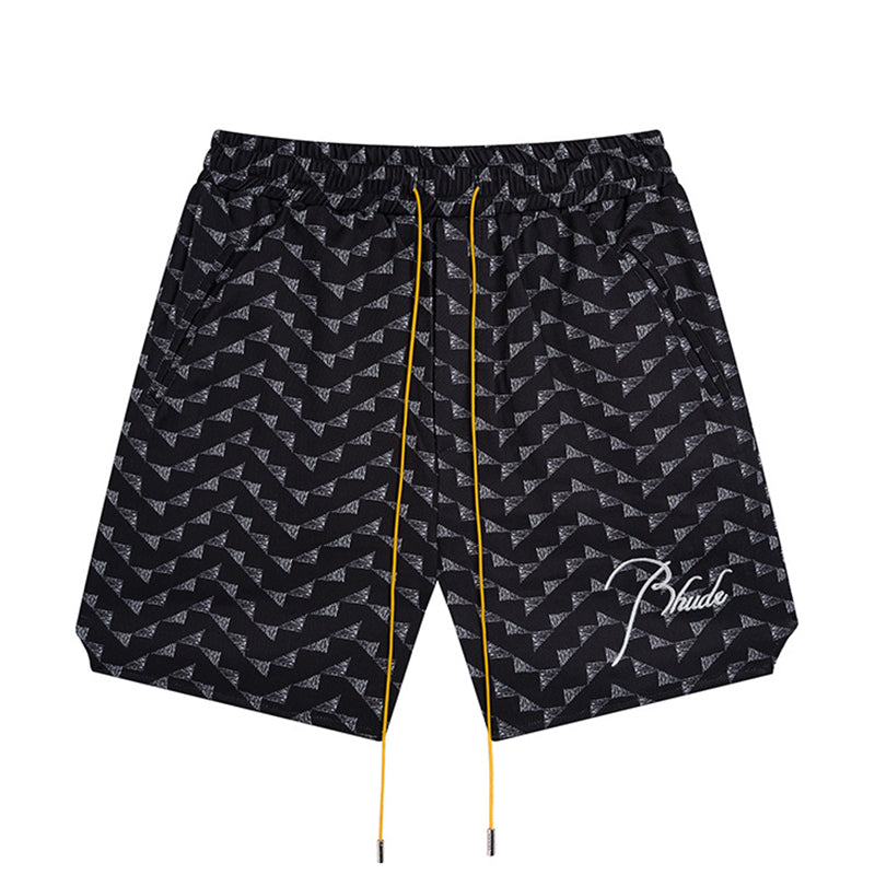 Rhude Letter Embroidered Hip Hop  Casual Split Shorts